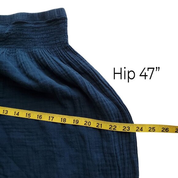 Lotus & Luna Wide Leg Cotton Pants in Color: Pacific Dark Teal Blue S - Picture 15 of 16